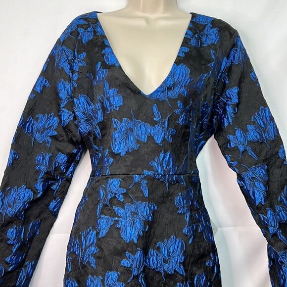 Lulu’s Blue and Black brocade event dress size XL NWT - Picture 3 of 13